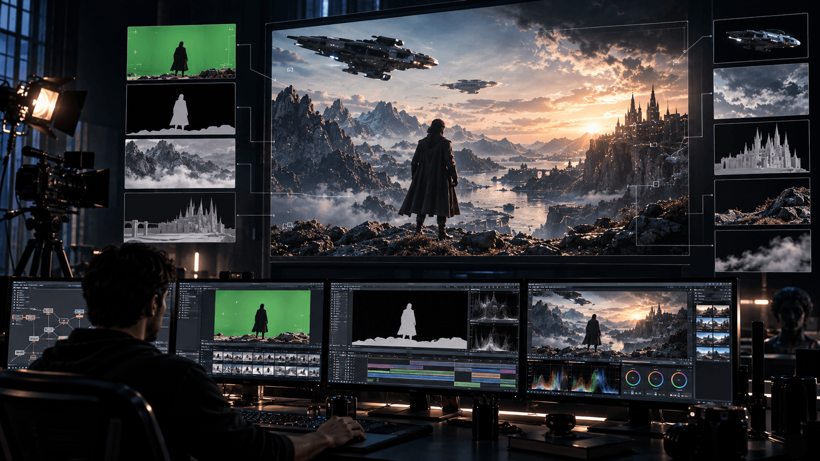 Cinematic visual effects frame for COMPOSITING — The Glitch VFX